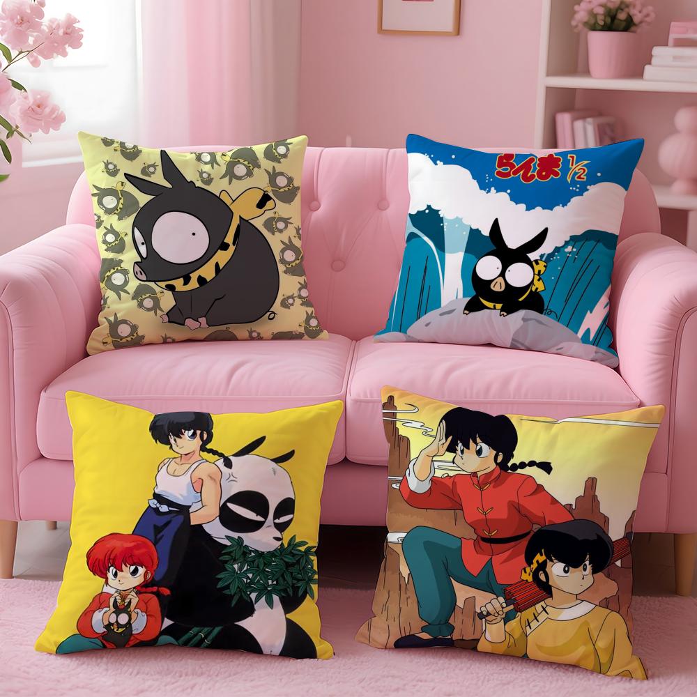 Cartoon R-Ranma1 2 Cushion Cover Short Plush Double-Sided Printing Home Machine Washable In Warm Winter Pillow Case