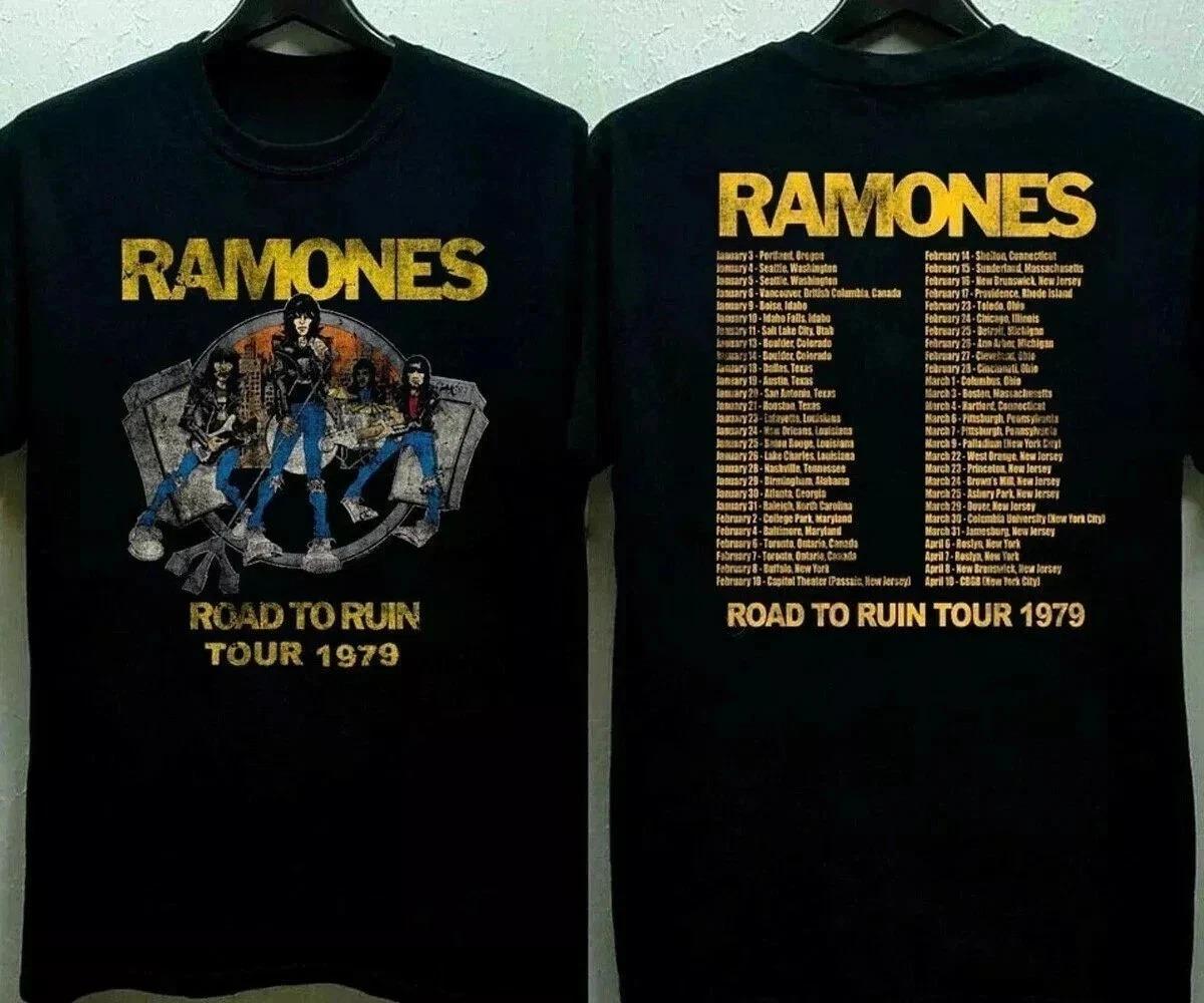 РАСПРОДАЖА - Футболка Ramones Road To Ruin Tour 1979 Все размеры S-4XL Подарок фанату Высококачественная Роскошная Для мужчин и женщин Топ Y2k S