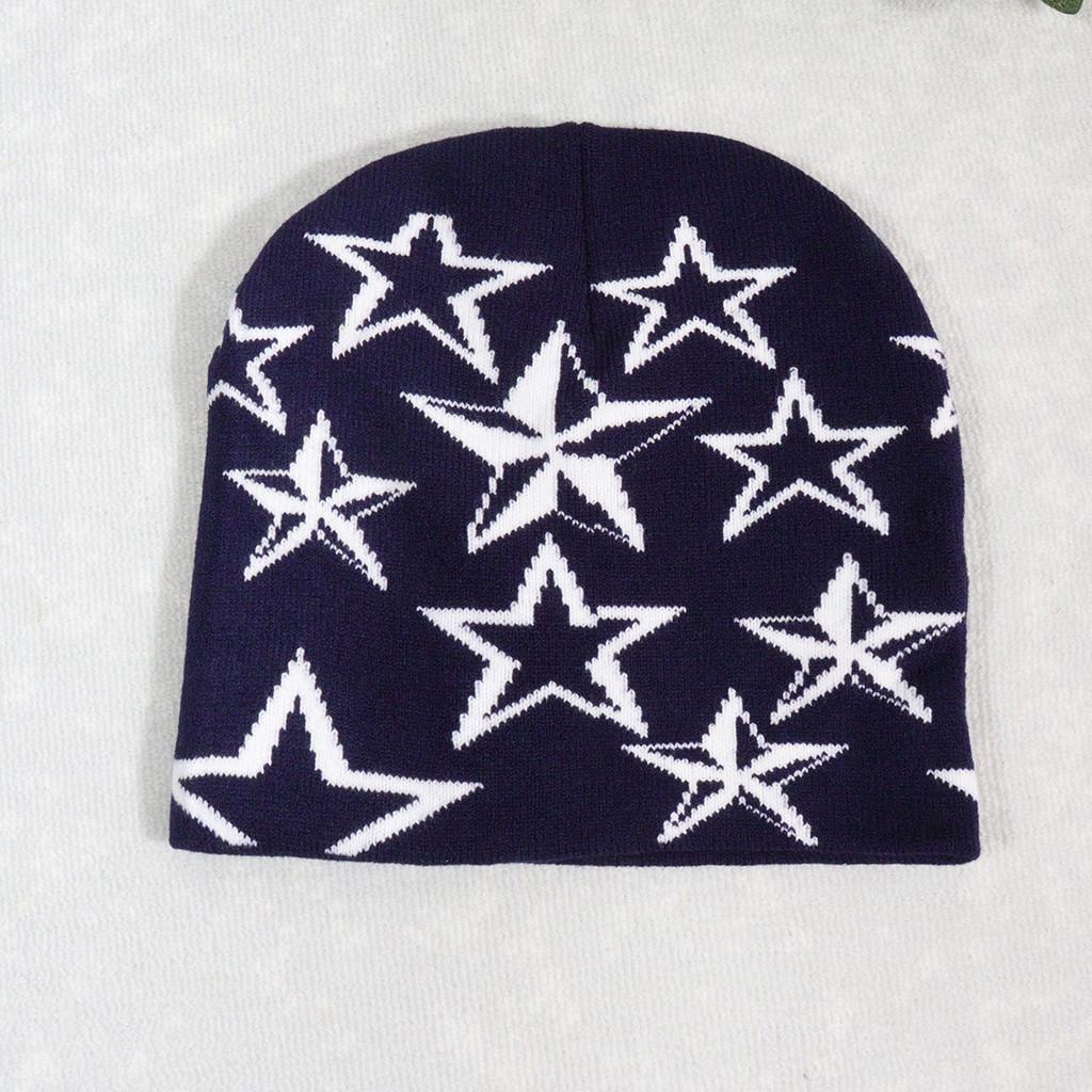 Y2k Style Star Design Knit Cap With Fluffy Fabric For Fall Street Fashion