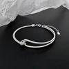 Women Bracelet Double-layered Entangled Adjustable Length Luster Wrist Jewelry Gift for Weddings Anniversaries Mothers Day Lady Bangle