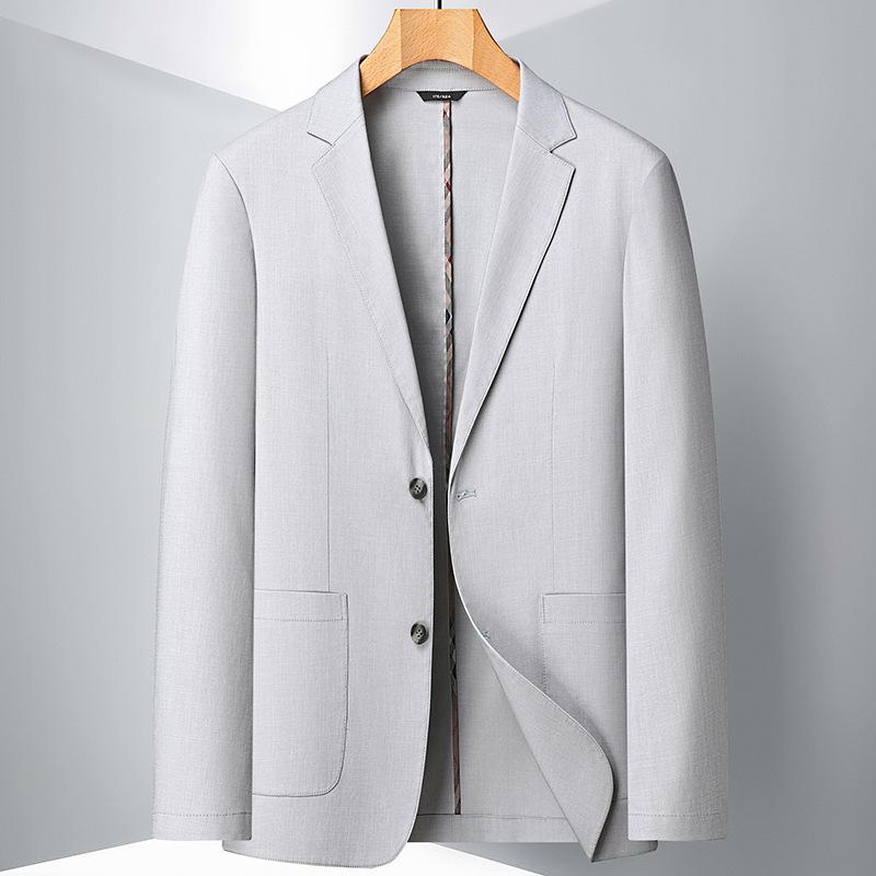 

Весна и осень Льняной легкий роскошный деловой однобортный пиджак для людей среднего возраста и молодежи в западном стиле 195 светло-серый