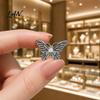 Oxidation Resistant Brooch Faux Pearl Rhinestone Butterfly Brooch, Women Girls Alloy Lapel Electroplated Pin Pin, Sweater Cardigan Coat Clothing