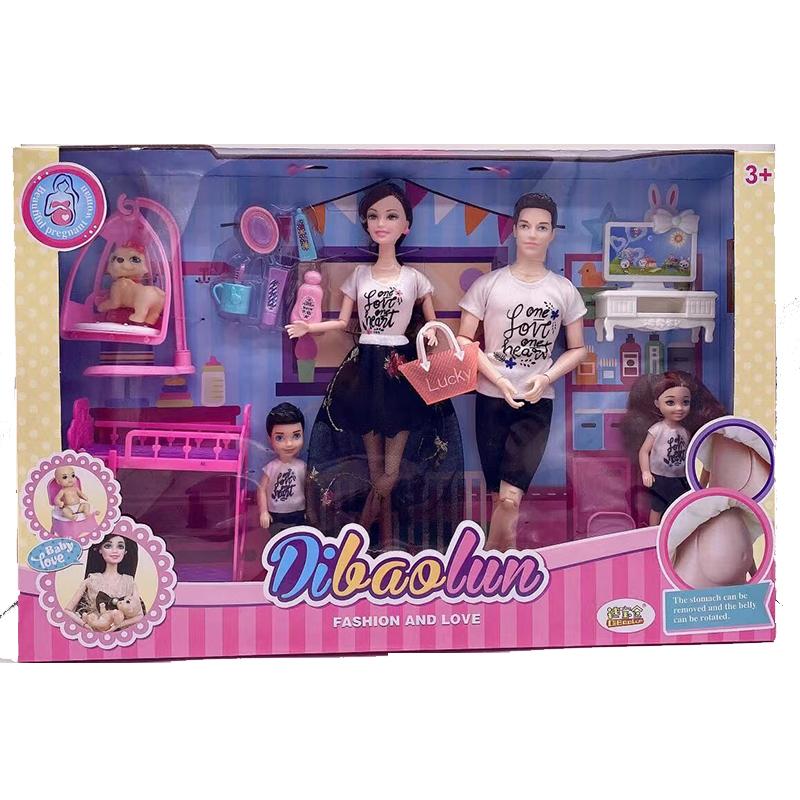 Handgefertigtes Puppenzubehör Baby-Puppen Schwangere Mutter Dame Vater Papa Für Mädchen Spiel Weihnachtsgeburtstagsgeschenk, Montage erforderlich