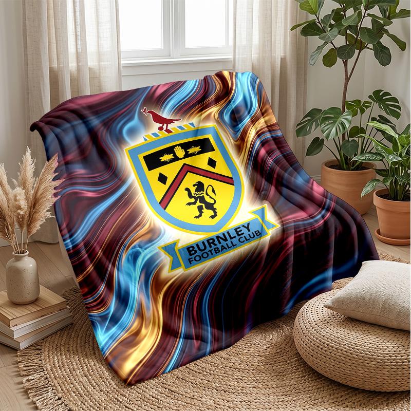 Coperta in Flanella con Stampa Calcio Burnley, Coperta Morbida Calda Leggera per Divano Letto Campeggio