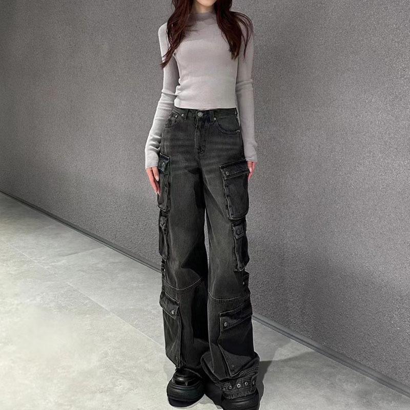 SMKK Phantom Retro Paratrooper Wide-Leg Multi-Pocket Tie-Dye Jeans