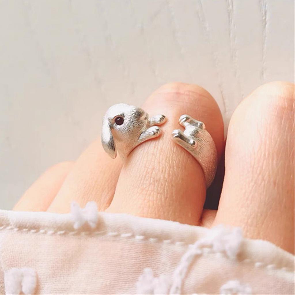 Easter Bunny Ring Alloy Adjustable Open Ring for Party Gift