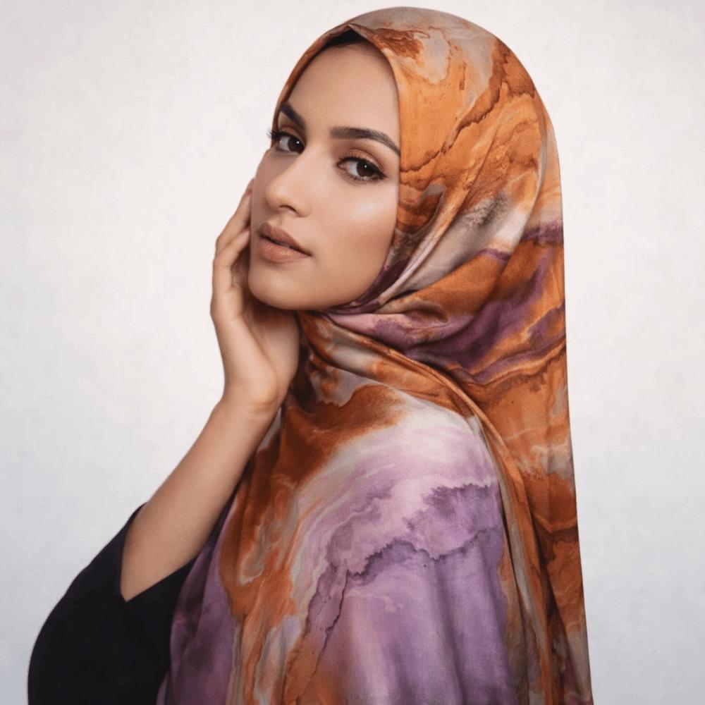 Breathable Satin Scarf Ethnic Long Scarf Elegant Headscarf  Party