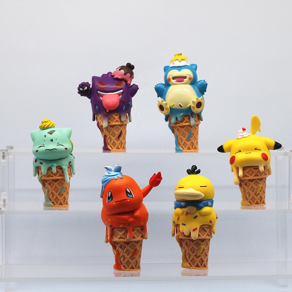 6 Flavor Ice Cream Cones: COS Series Hand-Painted Figuries Featuring Pikachu, Bulbasaur & Psyduck