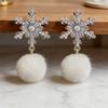 Super flash New Year's snowflake plush stud earrings design advanced sense exquisite temperament sweet earrings earrings