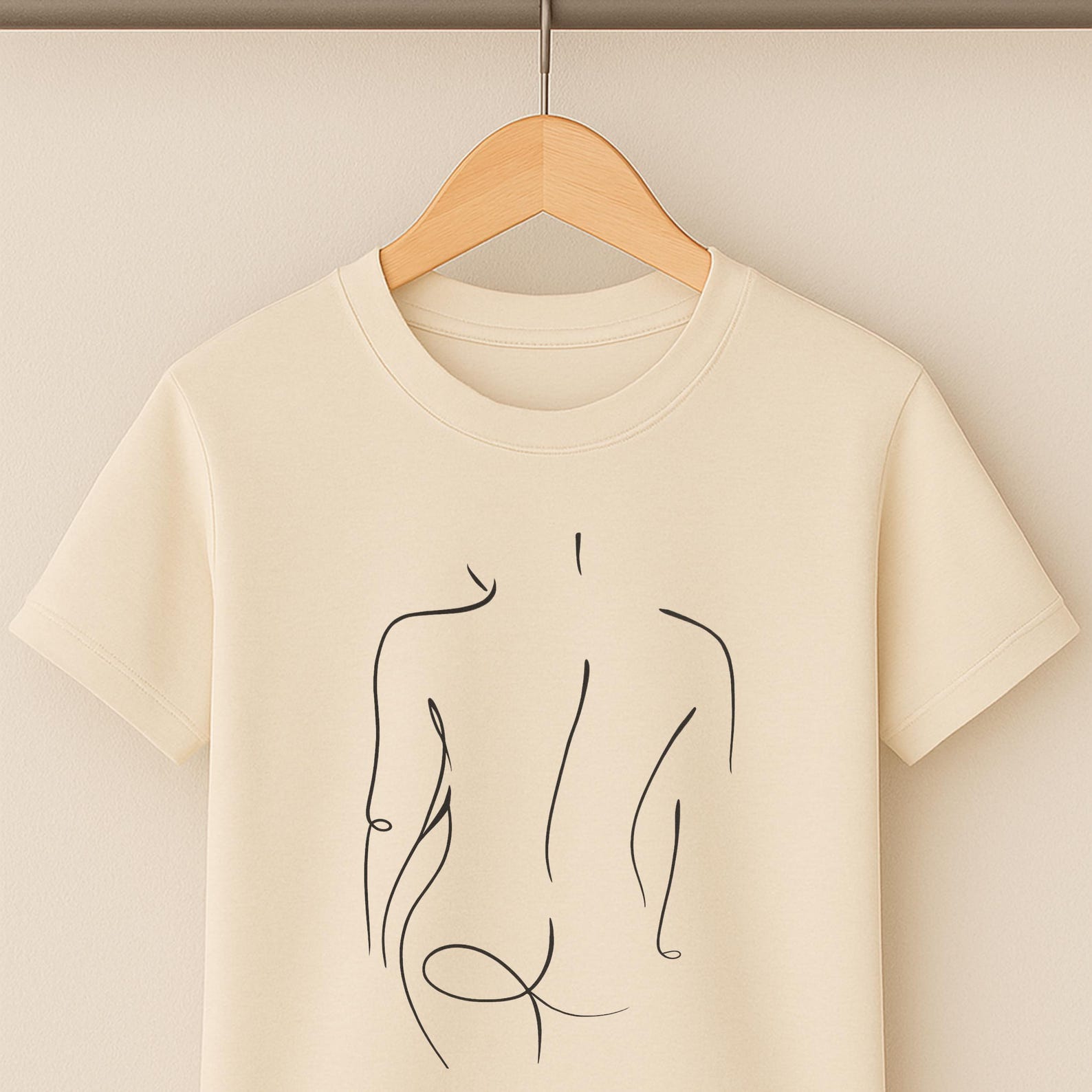 Minimalist Woman s Line Art T-Shirt – Boho Aesthetic XL