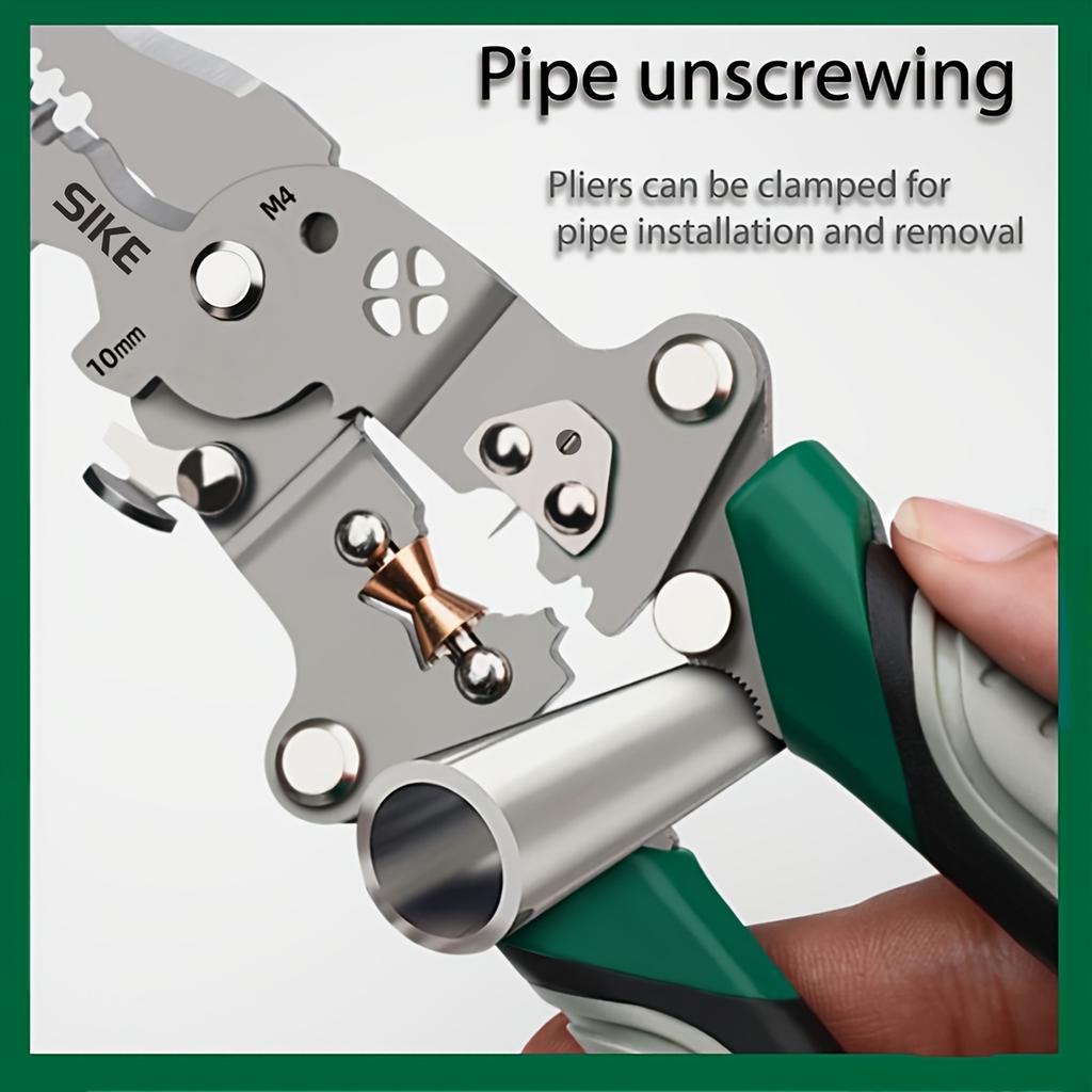 Collapsible Multi-Function Electrician's Industrial Grade Wire Stripper, Durable High Carbon Steel Precision Tool for Cutting, Crimping, and