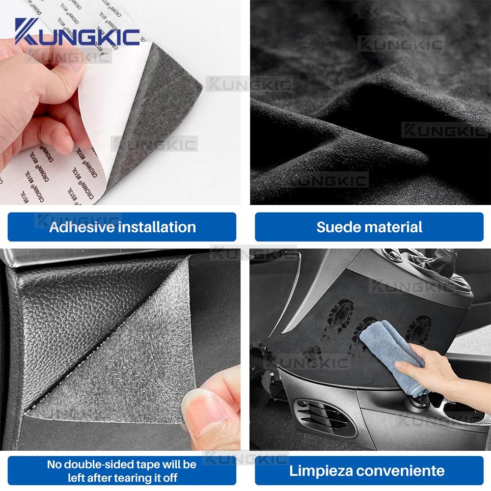 Oberer Wildleder-Aufkleber für Fiat 500 Abarth 595/695 2016-2025 LHD RHD Auto Anti-Kick-Pad unter dem Schalthebel Innenverkleidungszubehör