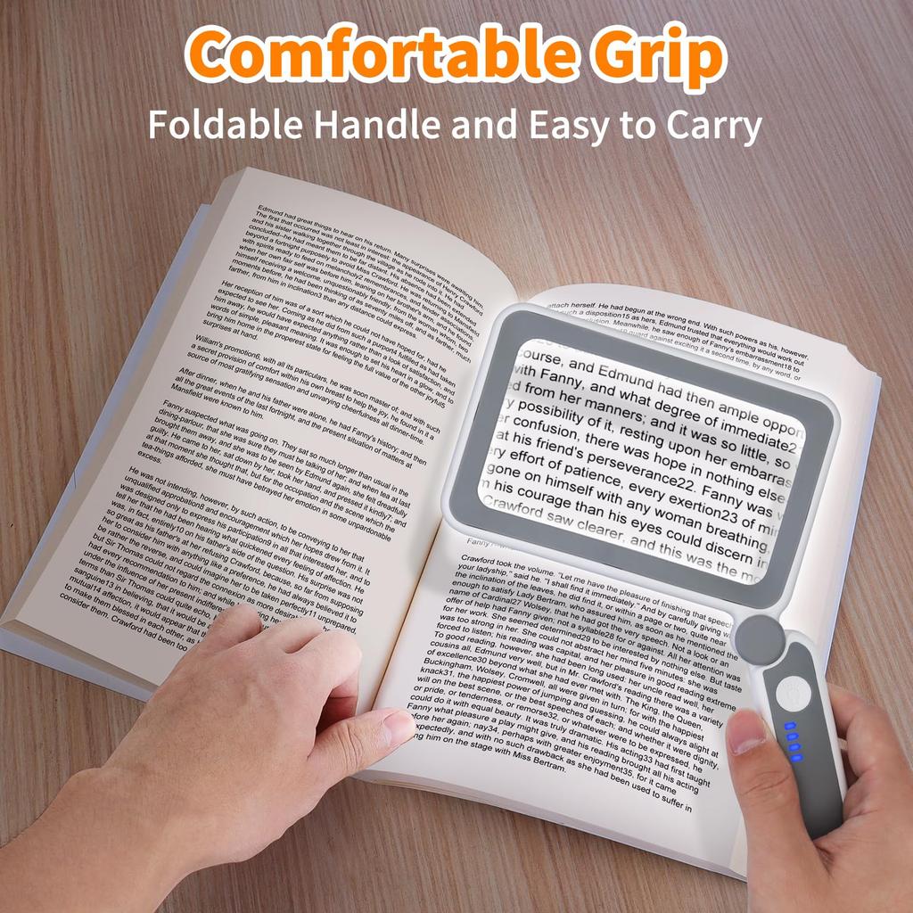 4x Rechargeable Reading Magnifying Glass With 10 Led Lights Handheld Illuminated Magnifier Folding Loupe Large Lens For Seniors