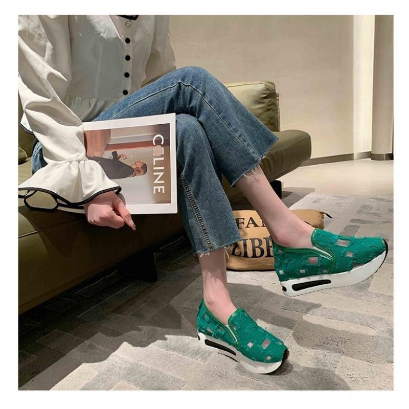 Damen Große Größen Atmungsaktive Innen-Höhenverstellende Einzelne Schuhe Sommer Neu Lässig Ein-Pedal Loafer