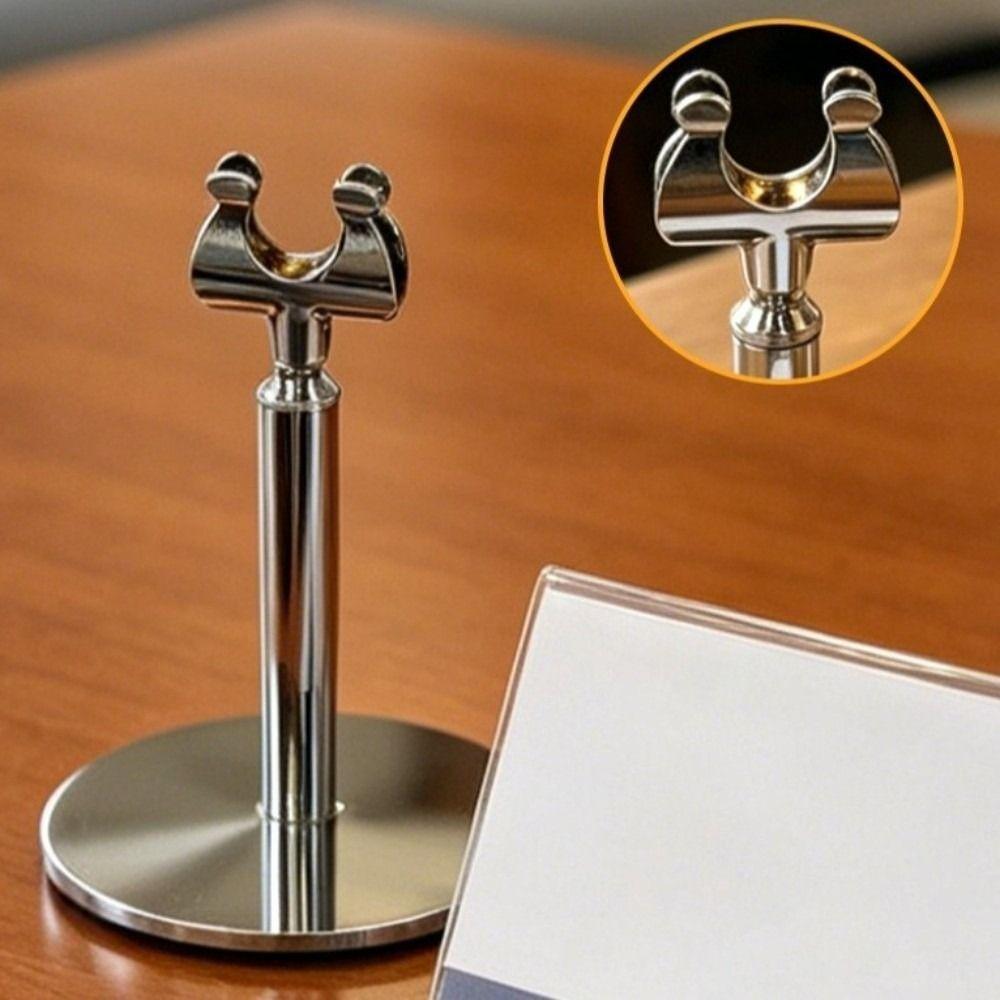 Metal Table Card Clip Stand U-Shaped Price Tag Clip Table Number Card Holder  Bakery