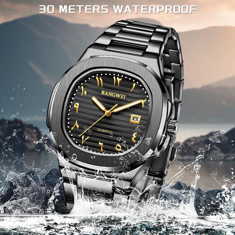 New Luxury Watch For Man Waterproof Luminous Date Stainless Steel Men Watch Casual Quartz Men's Watches Male Clock+BOX