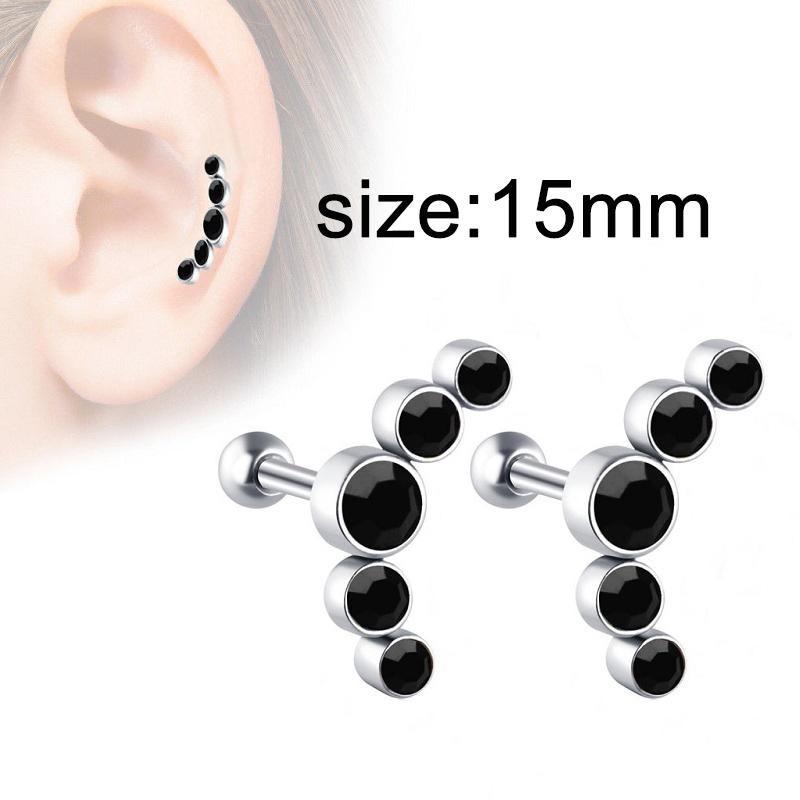 1 Pair Gothic Black Steel-Color Funny Screw Back Stud Earrings For Men/Women Round Ball Spike Cone Tip Stainless Steel Jewelry