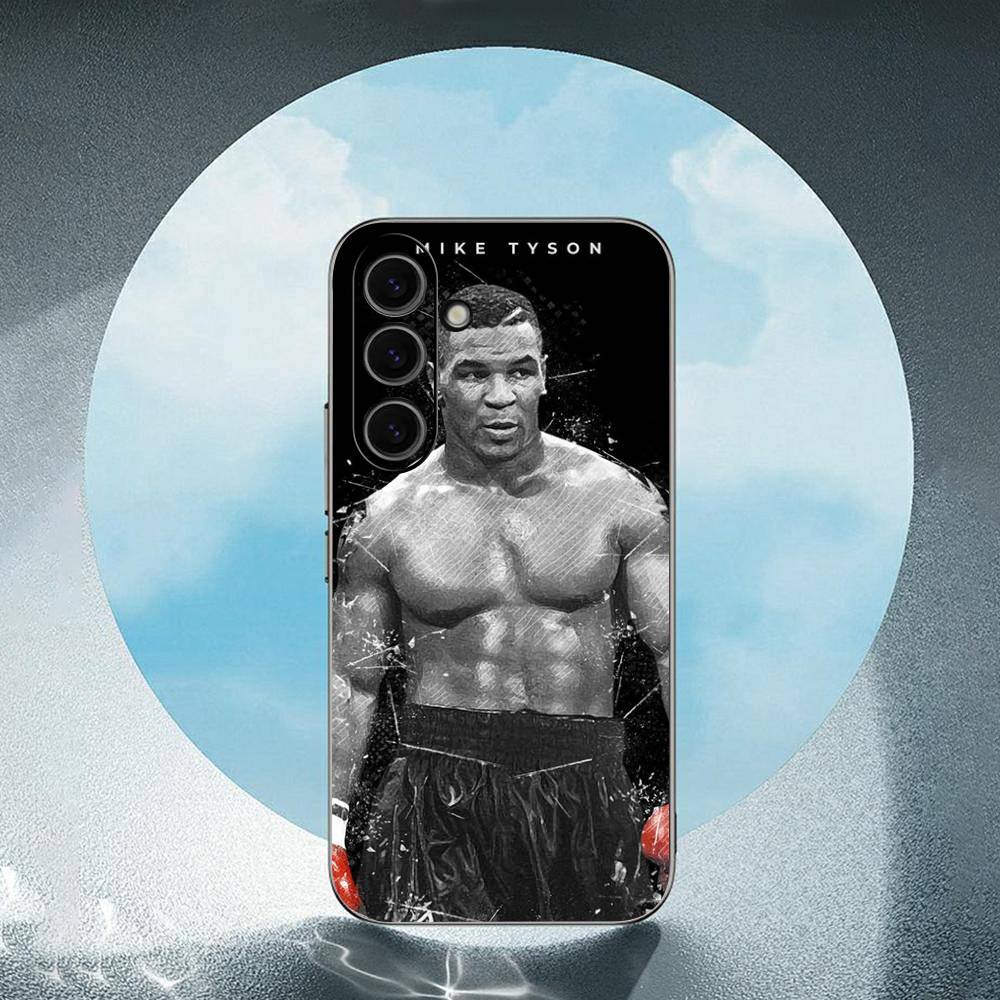 M-Mike T-Tyson Boxer Samsung Galaxy S24 S23 Ultra S22 S21 Plus S20 Schwarze Weiche Silikon Schutzhülle