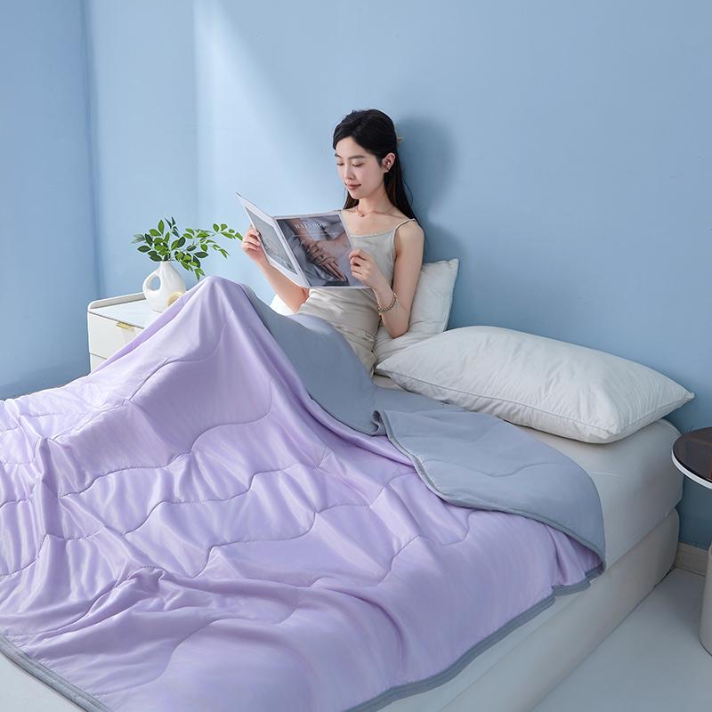 Solid Cool Feeling Summer Duvet Soft Breathable Quilt Instant Cooling Ice Silk Blanket Natural Coolness Air Condition Comforter