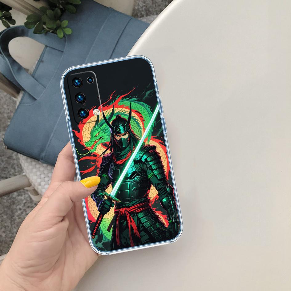 

LO55 Japan Samurai Mask Soft Shell Transparent Phone Case for Samsung Galaxy A04 A04S A14 A23 A34 A54 M23 M33 M52 M53 Galaxy A34 5G