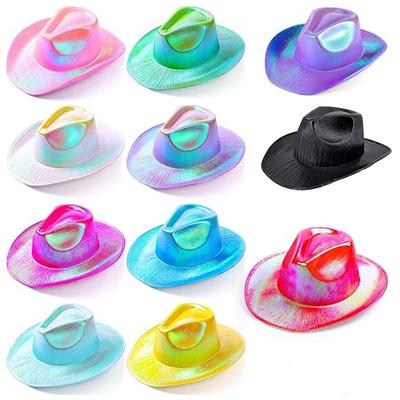 Cowboy Hat Pearlescent Glitter Cowgirl Hat Neon Western Hat Dazzling For Costume Party Halloween Party Concert