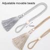 Bohemian Curtain Tiebacks Handwoven Rope with Tassels & Wood Beads Decorative Window Holdbacks for Living Room Bedroom Home Decor