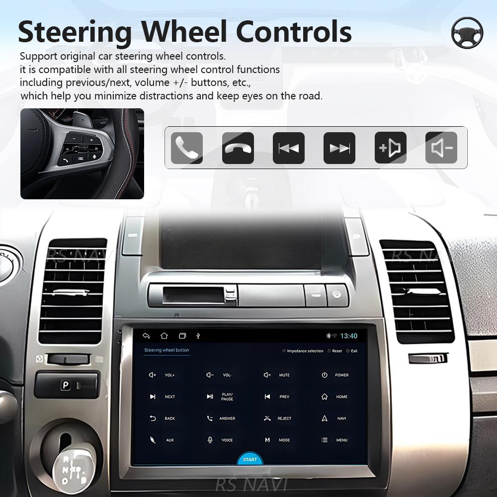 Android 16 for Toyota Prius 20 2002 - 2009 wifi+4G Carplay Car Radio GPS Navigation Multimedia Player Steering Wheel Control
