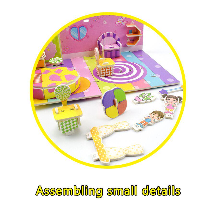 3D DIY Puzzle Jigsaw Toys for Children Architecture Kids Princess Bedroom Puzzle Baby Toys Early Learning Educational Kids Gifts