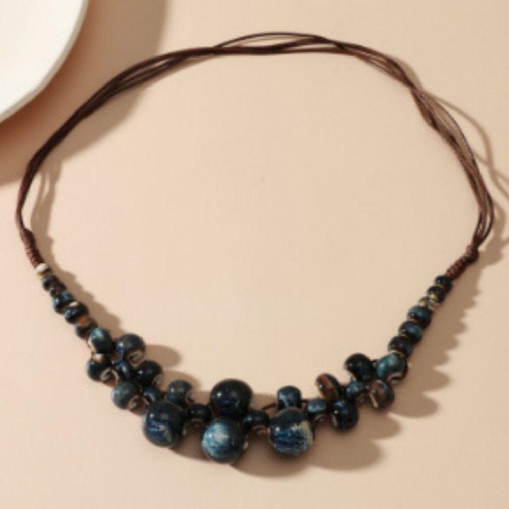 Handmade Boho Vintage Jewelry Multilayer Long Bead Chain Necklace Sweater Chain Necklace  for Women