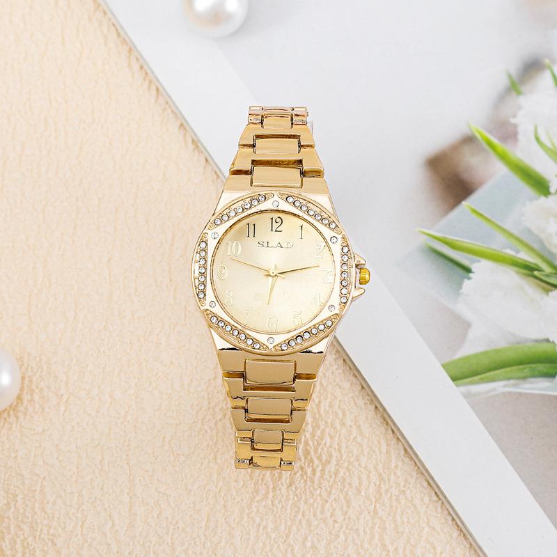 Montre Simple pour Femme Incrustée de Diamants, Montre à Quartz Haut de Gamme, Tempérament Mode Féminin, Montre Bracelet Décontractée de Luxe Léger
