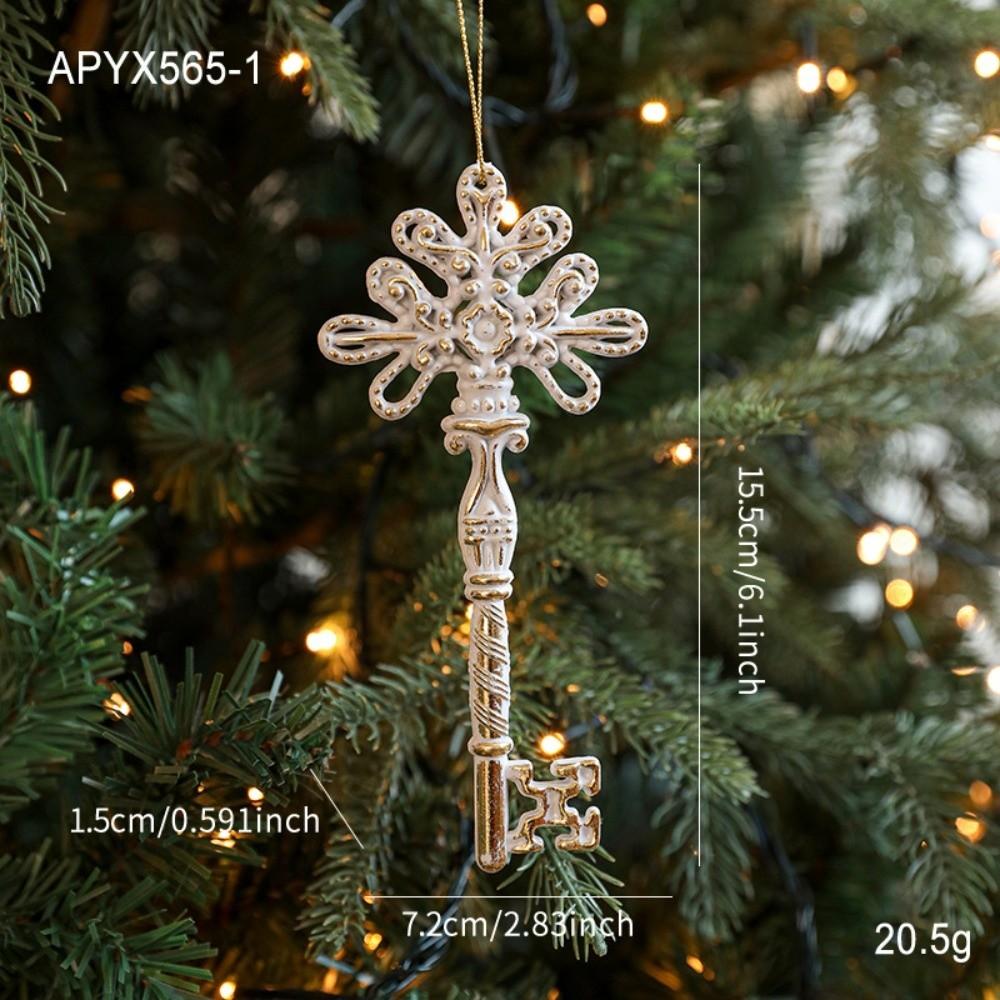 Festive Decor Plastic White Christmas Ornament Elk Snowflake Xmas Baubles Key Christmas Tree Ornament New Year Decoration