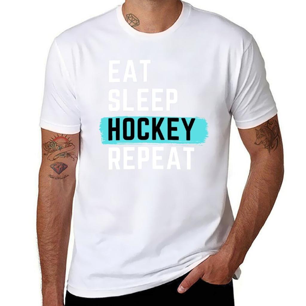 Eat Sleep Hockey Repeat TShirt Plus Size Quick Dry Sports Tee