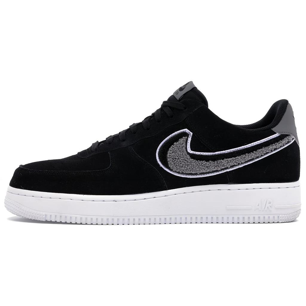 New Nike Air Force 1 Low 3D Chenille Swoosh Black Cool Grey 823511-014