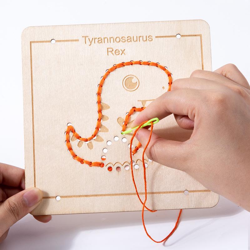 Children's Embroidery and Threading Wooden Toy - DIY Educational Set for Kindergarten