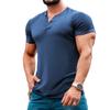 Mens Summer Casual Solid Short Sleeve Henley T Shirt