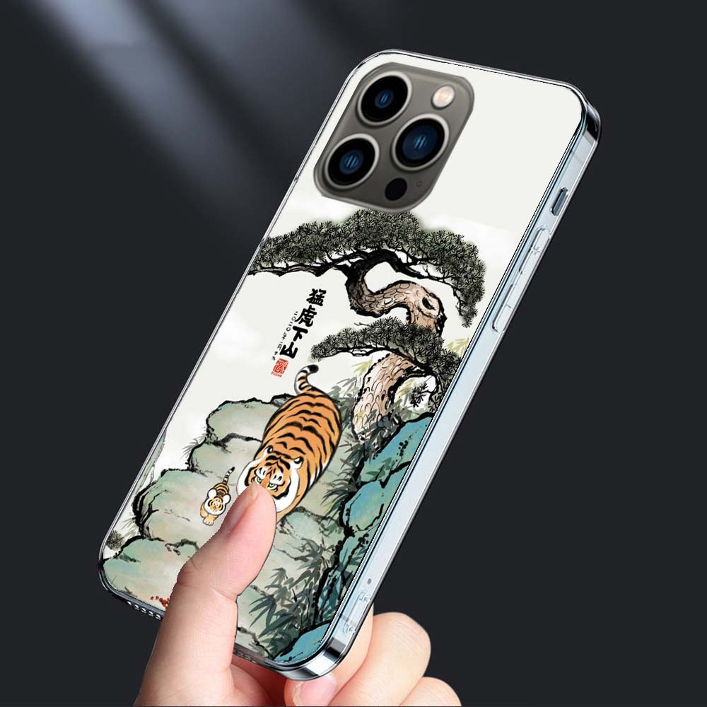 Cartoon Fat Tiger Phone Case For Iphone 16E 15 Pro 14 Plus 17E 16 17 Pro Max Air 11 12 13 Mini Shockproof Capa Cute Cover TPU