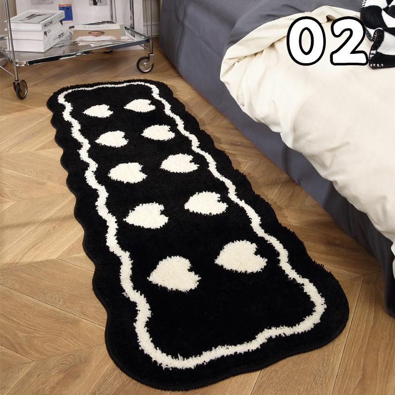 Black And White Love Bathroom Floor Mat Absorbent Non-Slip Quick-Drying Thickened Toilet Entrance Carpet Foot Rug