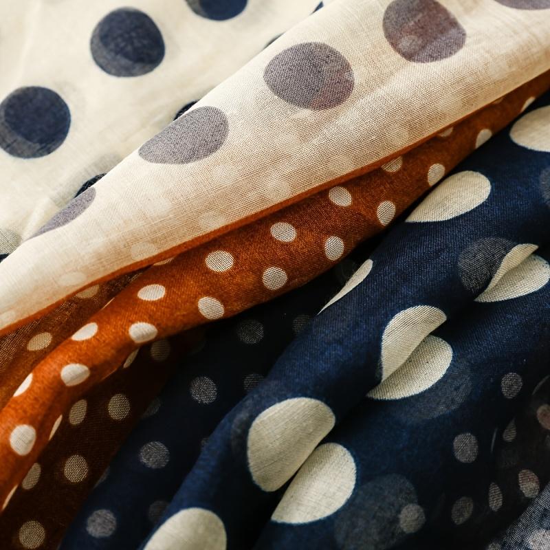 French-style vintage polka dot patchwork color-block scarf for women, holiday-style shawl, versatile tassel silk scarf