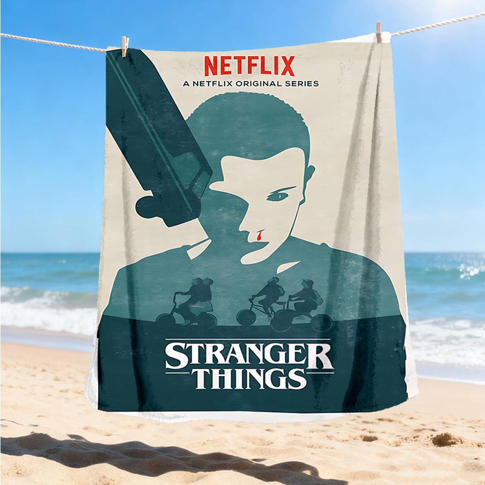 1 τεμ. Κουβέρτα Φανέλα Stranger Things Εξωτερικού Χώρου, Ζεστή & Απαλή, Παιχνιδιάρικο Σχέδιο, Για Ύπνο, Κάμπινγκ,