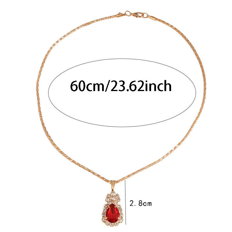 Fashion Women Water Drops Coloured Water Drill Necklace Earrings Ring Set Shining Bride Jewelry