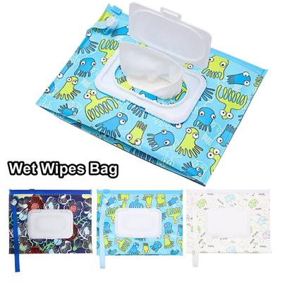 Wet Wipes Bag Organizer Cartoon Pattern Large Capacity Reusable Lightweight Portable Wet Wipes Bag Container