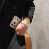 Elegant Stylish Heart Bow Wrist Strap Card Holder Phone Case for iPhone 17 Pro Max 16 15 14 13 Tweed Texture Protective Cover