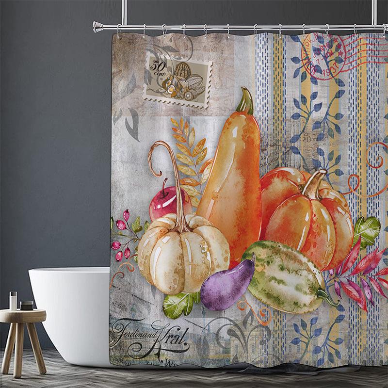 Halloween Maple Leaves Washable Dirt-Resistant Shower Curtain Shower Head Waterproof Polyester Bath Curtain For Home Decor
