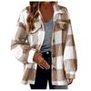 Damen Herbst und Winter mit Taschen Plaid Lammwolle Jacke Knopf Plüsch Jacke