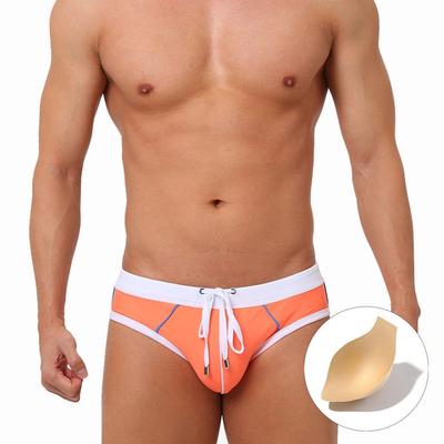 UXH Men's Color Block Fashion Thong Swimsuit with Comfortable Cup Pouch