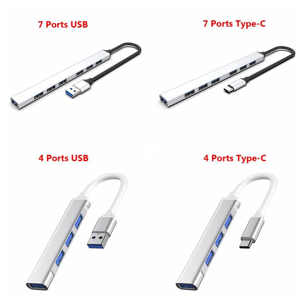 Aluminium Alloy Splitter OTG Adapter High Speed USB 3.0 Expander Docking Station Type-C HUB 7 Ports