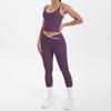 New double-sided abrasive contrasting colors, tight-fitting and breathable cross yoga suit, sports running and fitness two-piece suit