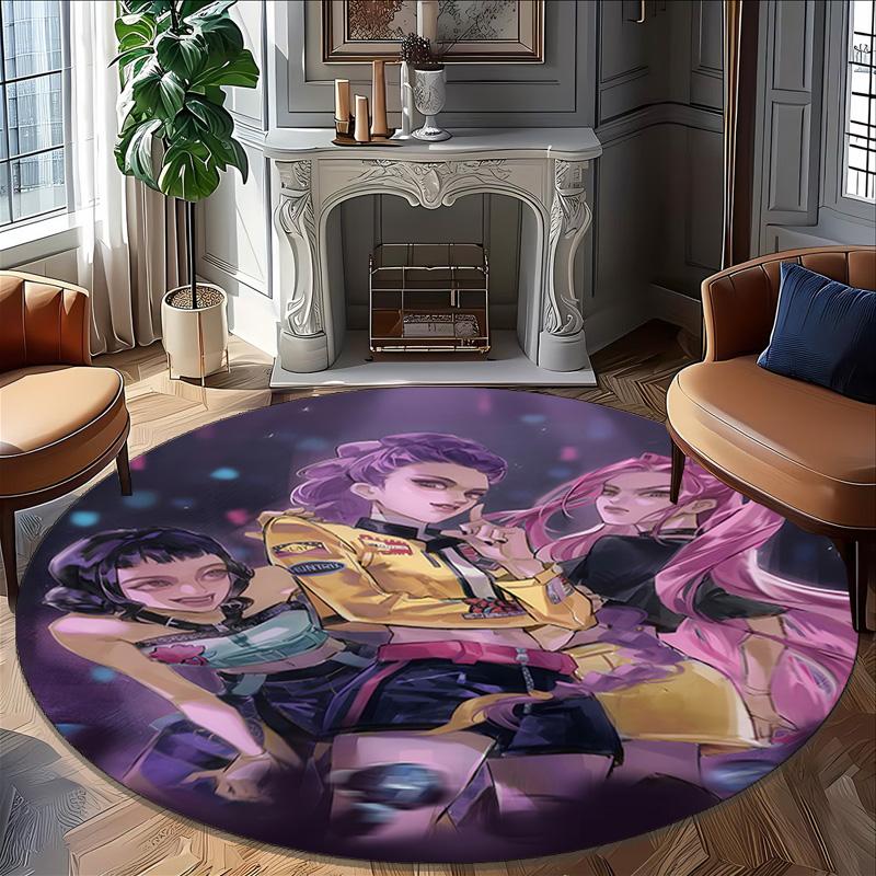 1pc KPop Demon Hunters9 Design Printed Area Round Carpet for Bedroom Living Room Home Decor Rugs Mat Non Slip Mat Rug for Bedside