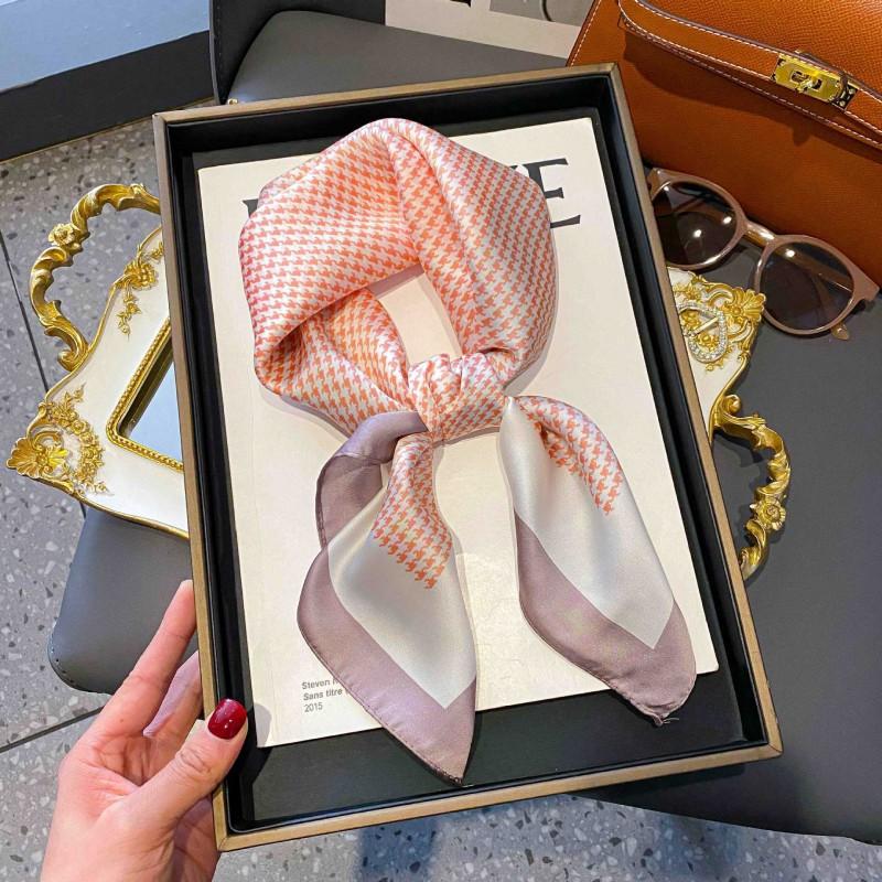 70cm Square Silk-Like Scarf Women Lightweight Fashion Accessory Office Chic Neck Wrap Stylish Print Design