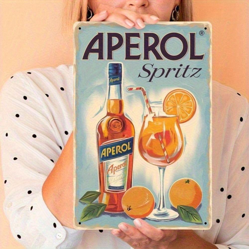 Metal Poster Wall Art, Vintage Aperol Spritz Decor, Tin Sign for Bar Kitchen